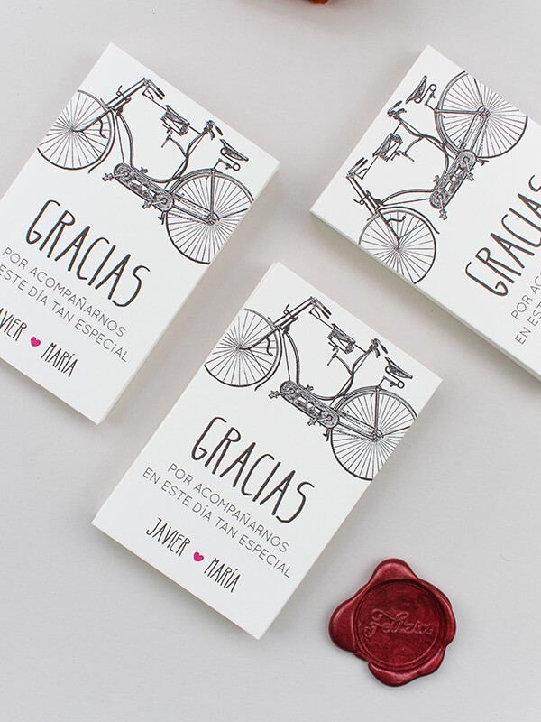 Tarjeta agradecimiento bicicleta