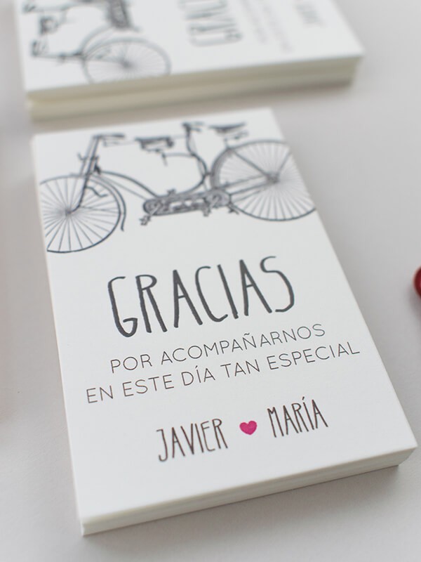Tarjeta agradecimiento bicicleta