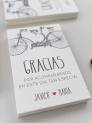 Tarjeta agradecimiento bicicleta