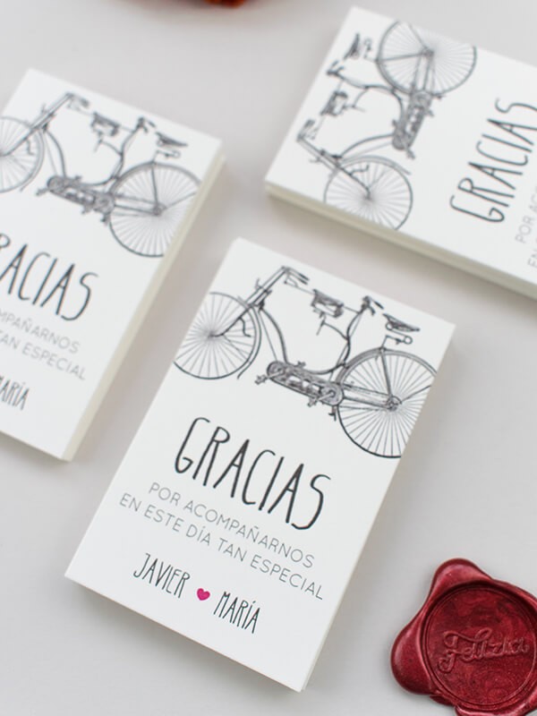 Tarjeta agradecimiento bicicleta