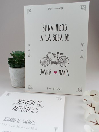 Carteles boda bicicleta