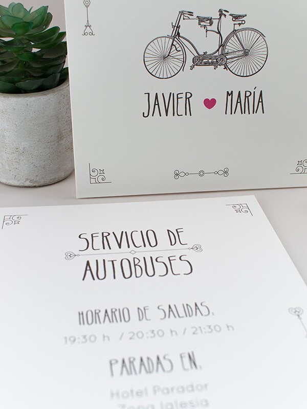 Carteles boda bicicleta