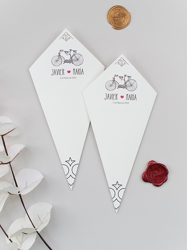 Conos de boda bicicleta