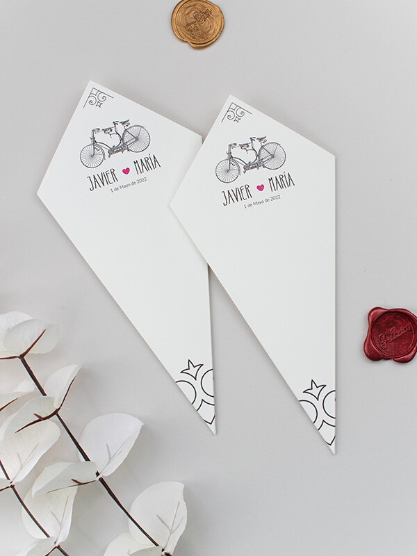 Conos de boda bicicleta