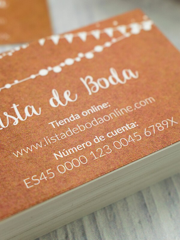 Tarjeta lista de boda banderín
