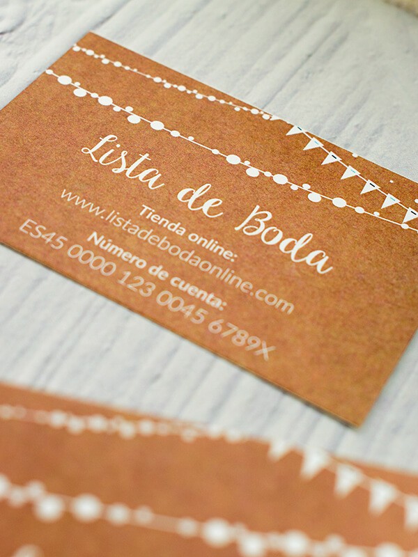 Tarjeta lista de boda banderín