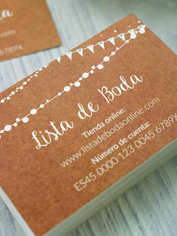 Tarjeta lista de boda banderín
