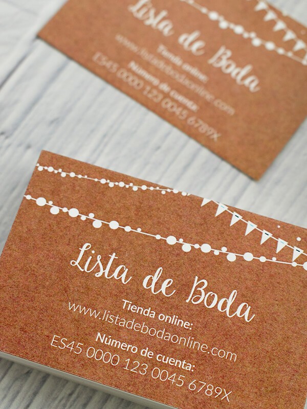 Tarjeta lista de boda banderín