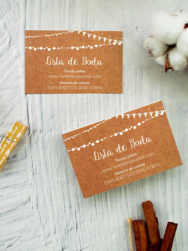Tarjeta lista de boda banderín