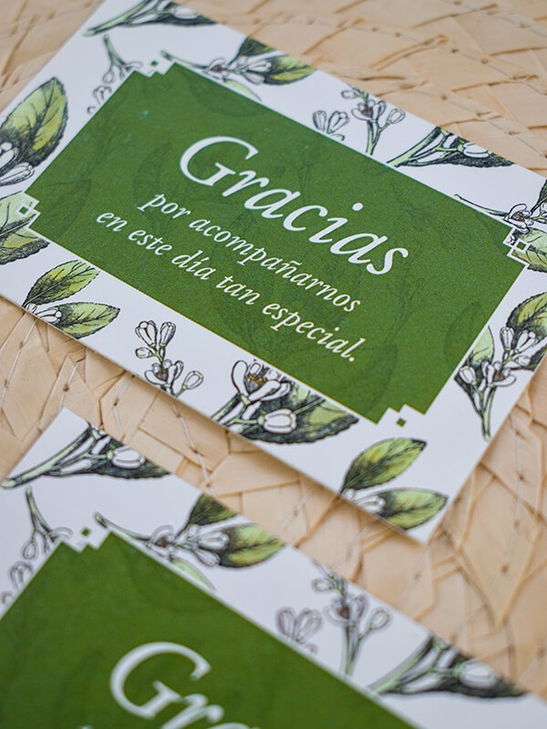 Tarjeta agradecimiento azahar