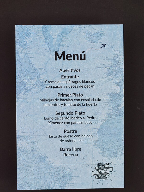 Menú boda mapas