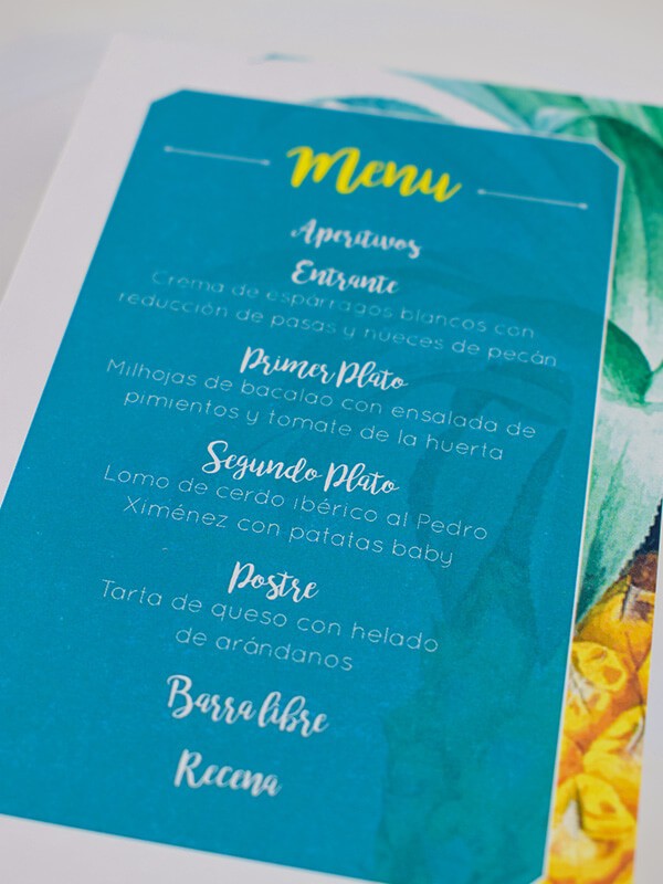 Menú boda piñas