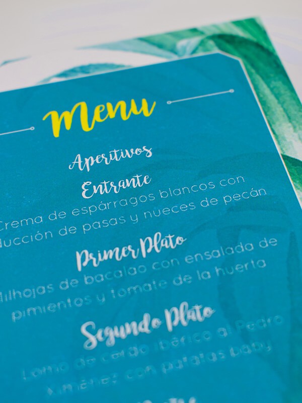 Menú boda piñas