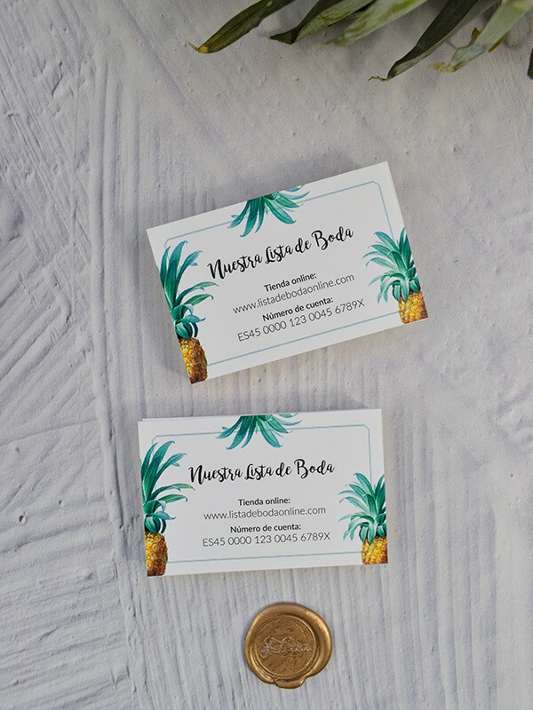 Tarjeta lista de boda piñas