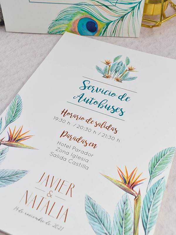 Carteles boda pavo real