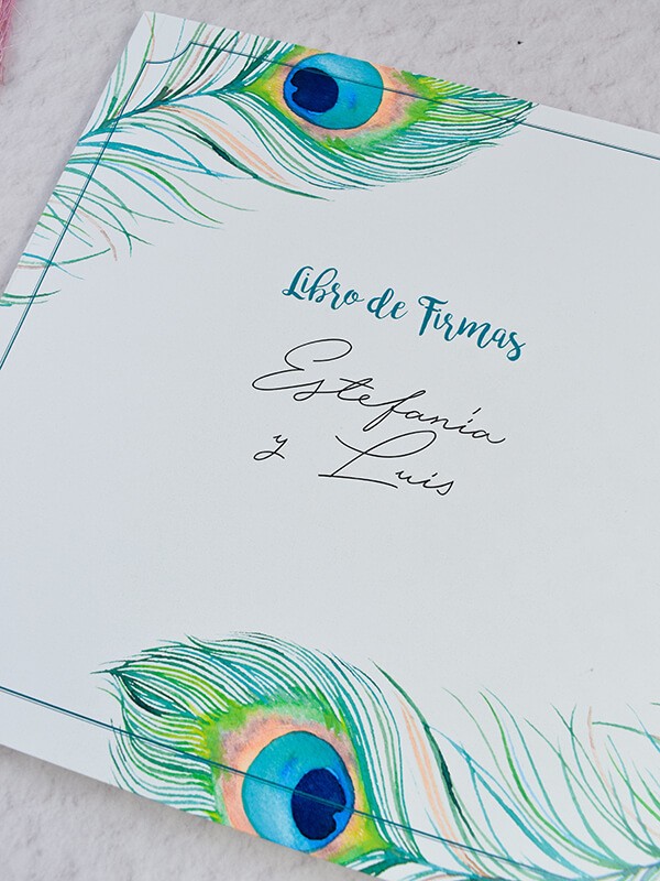 Libro firmas pavo real