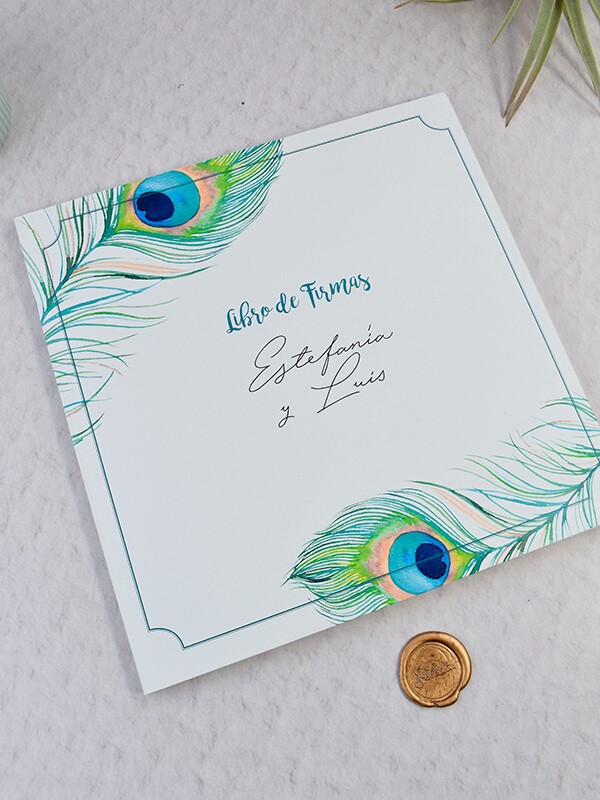 Libro firmas pavo real