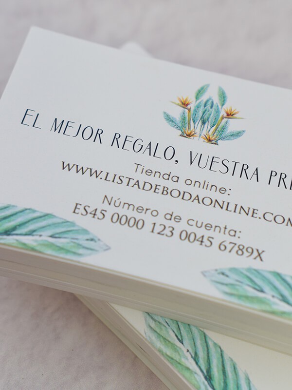 Tarjeta lista de boda ave del paraíso