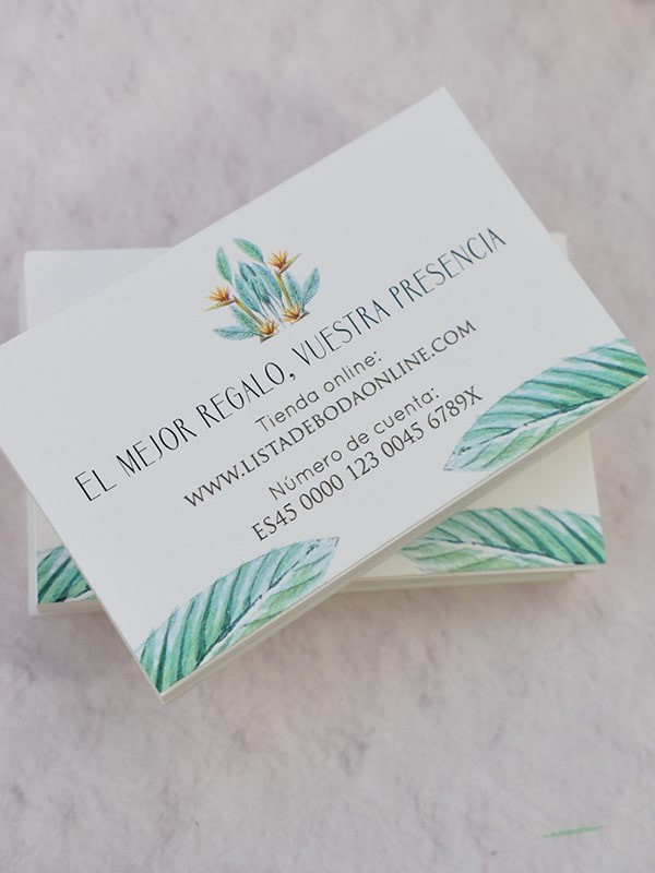 Tarjeta lista de boda ave del paraíso