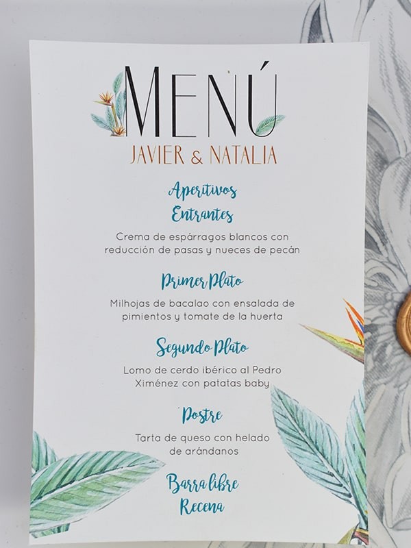 Menú boda ave del paraíso