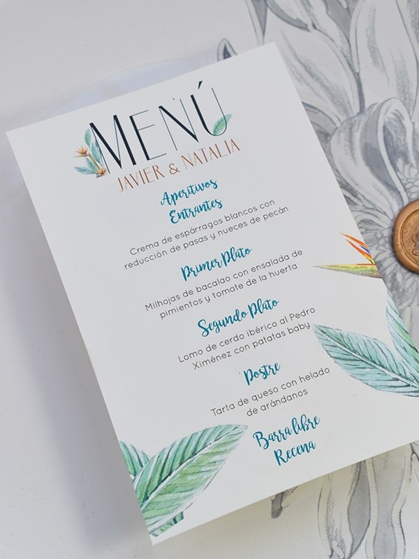 Menú boda ave del paraíso
