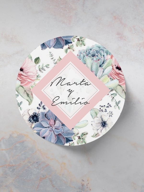 Adhesivos boda suculentas