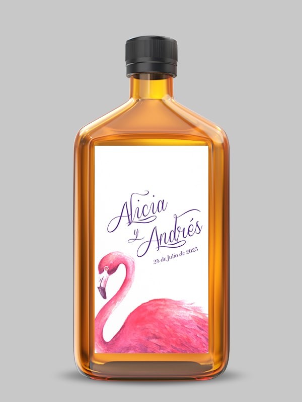 Etiquetas adhesiva botella flamencos