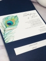 Invitación carpeta con solapas pavo real