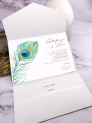 Invitación carpeta con solapas pavo real