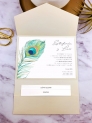 Invitación carpeta con solapas pavo real