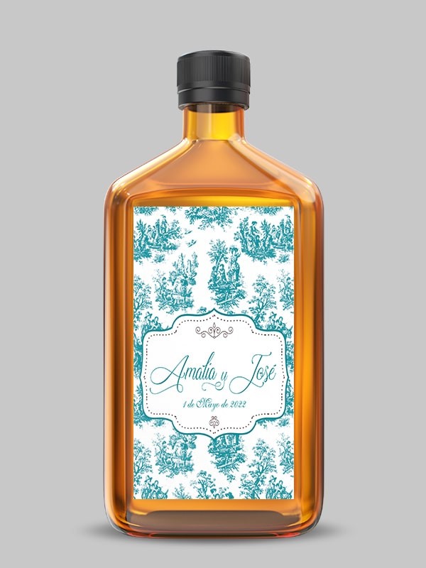 Etiquetas adhesiva botella toile jouy
