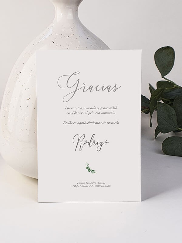 Agradecimiento comunión marco