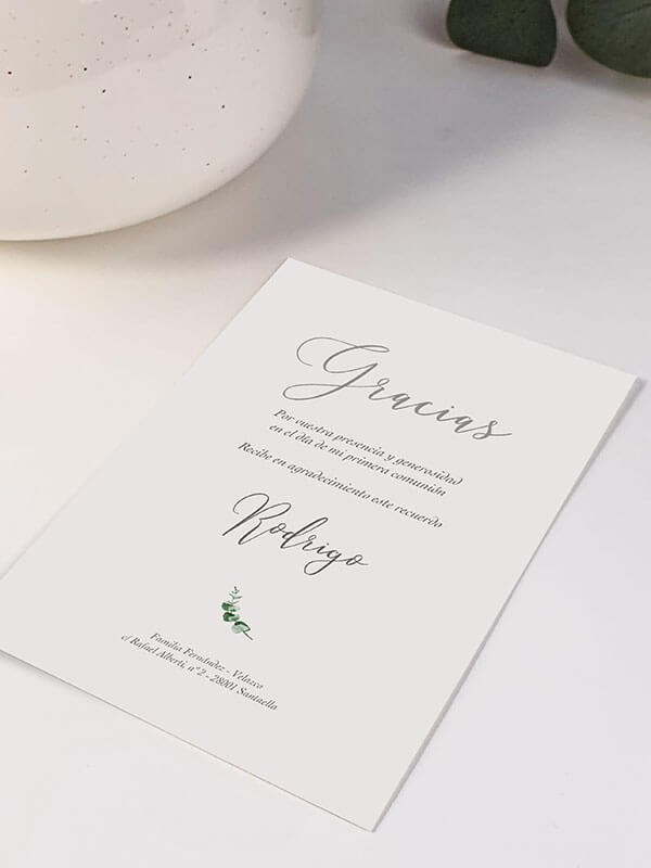 Agradecimiento comunión marco