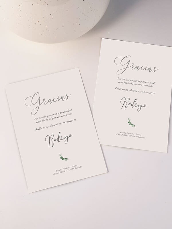 Agradecimiento comunión marco