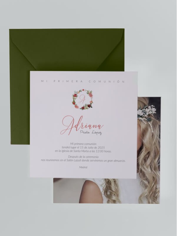 Recordatorio comunión corona