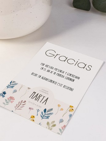 Agradecimiento comunión Marta 2