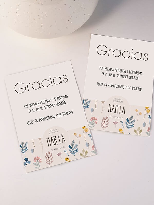 Agradecimiento comunión Marta