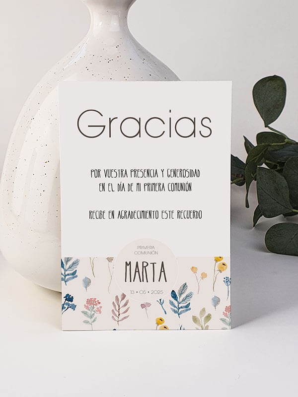 Agradecimiento comunión Marta