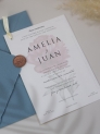 Invitación boda superpuesta transparente.