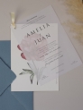 Invitación boda superpuesta transparente.