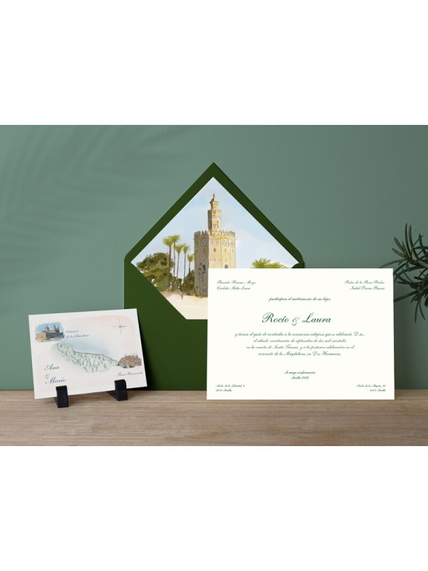 Invitacion boda Acuarela Torre del oro