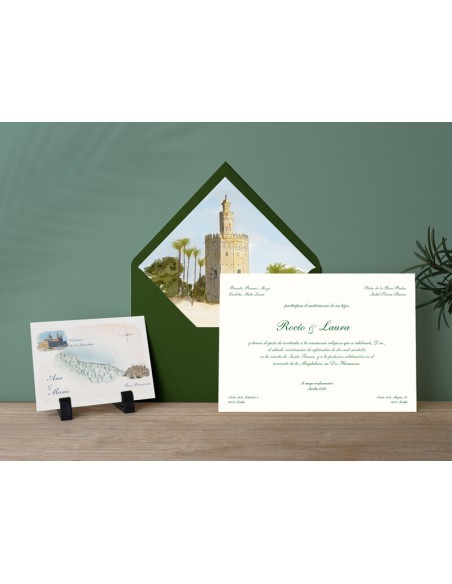 Invitacion boda Acuarela Torre del oro