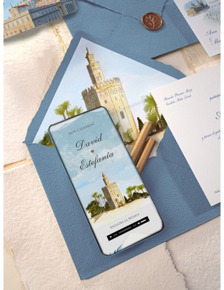 Invitacion boda Acuarela Torre del oro