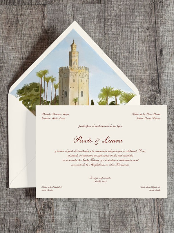 Invitacion boda Acuarela Torre del oro