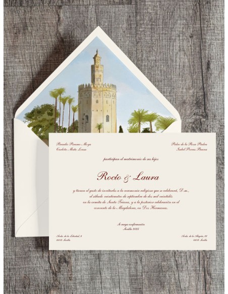 Invitacion boda Acuarela Torre del oro