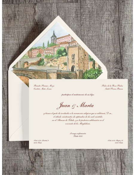 Invitacion boda Acuarela Alcazar de Toledo