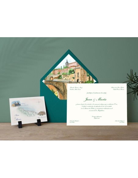 Invitacion boda Acuarela Alcazar de Toledo