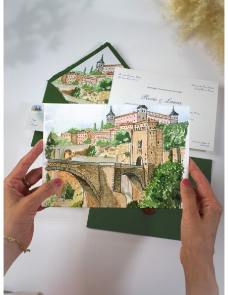 Invitacion boda Acuarela Alcazar de Toledo