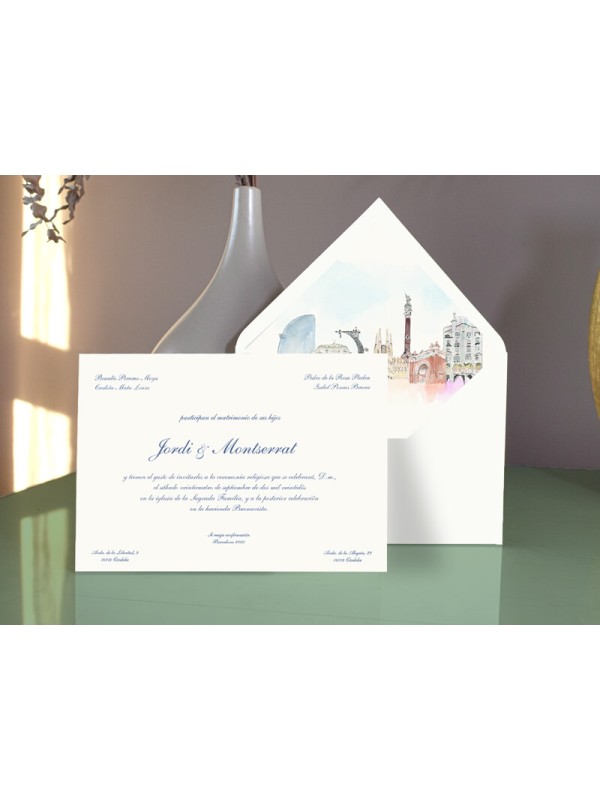 Invitación boda Acuarela Barcelona...