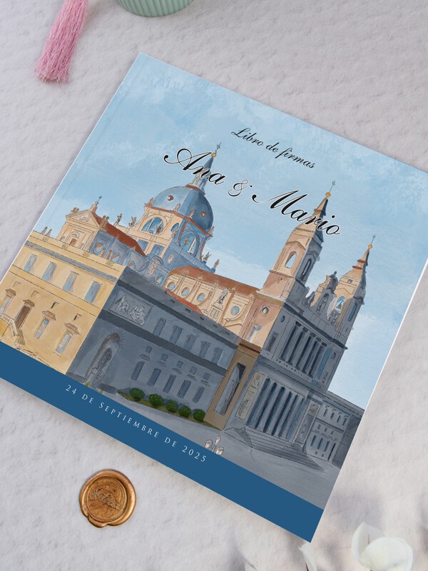 Libro firmas Boda Acuarela Catedral...